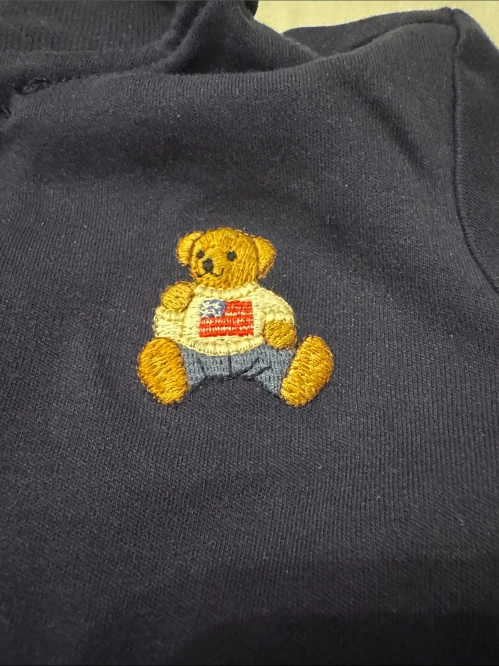 Ralph Lauren Polo Bear Navy Footed One-Piece for baby - 9 months - worn once